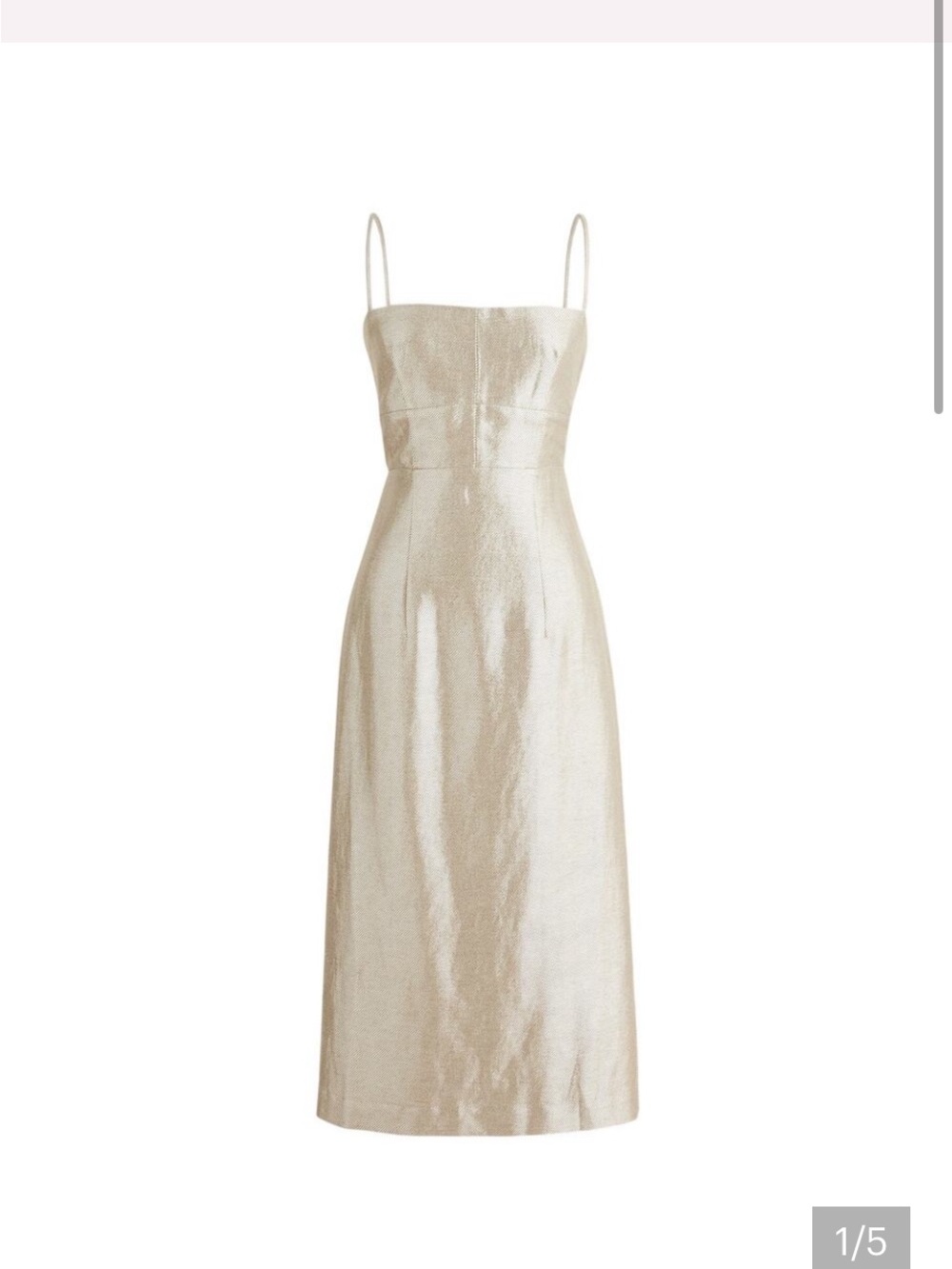 J. Crew Metallic Spaghetti-Strap Midi Dress in Champagne Gold